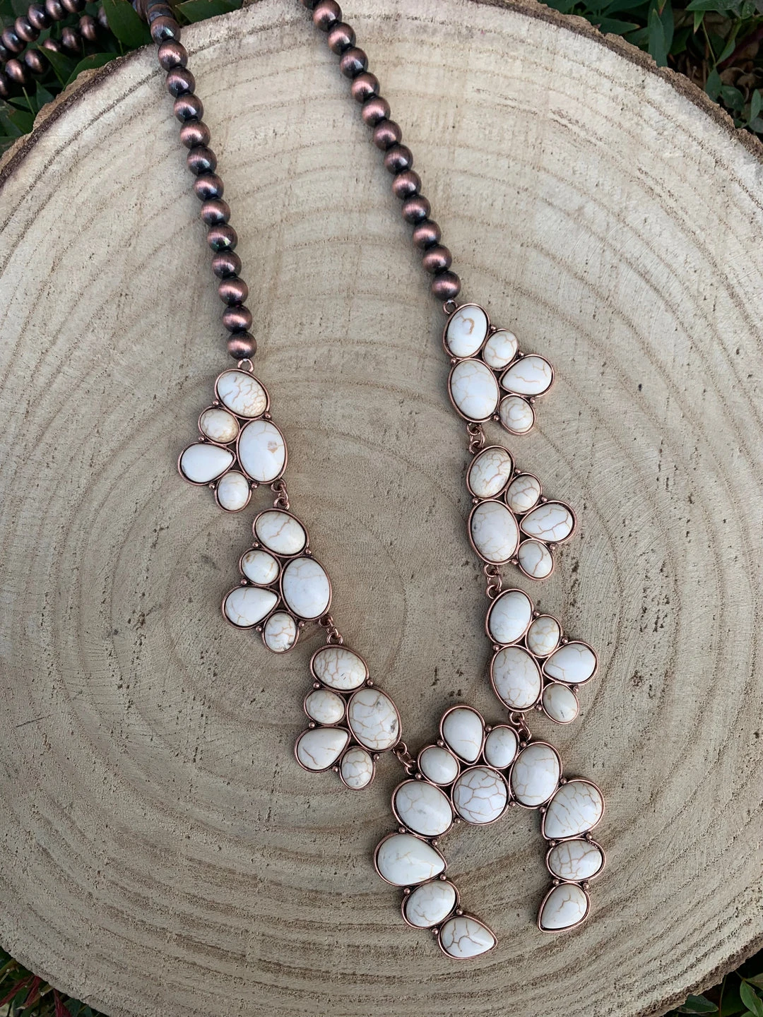 Guadalajara Western Wear Women White/ Bronze Long Necklace 3 Guadalajara Western Wear Women White/ Bronze Long Necklace