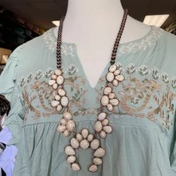 Guadalajara Western Wear Women White/ Bronze Long Necklace