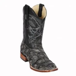 Guadalajara Western Wear Men Los Altos Rustic Black Piraruccu Wide Square Toe Cowboy Boots