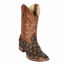 Guadalajara Western Wear Los Altos Rustic Cognac Piraruccu Wide Square Toe Cowboy Boots