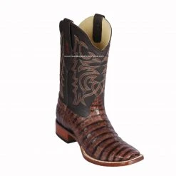 Guadalajara Western Wear Men Los Altos Porto Brown Caiman Belly Wide Square Toe Cowboy Boots