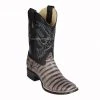Guadalajara Western Wear Los Altos Porto Gray Caiman Belly Wide Square Toe Cowboy Boots Men