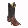 Guadalajara Western Wear Los Altos Sanded Brown Aligator Hornback Wide Square Toe Cowboy Boots Men
