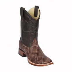 Guadalajara Western Wear Los Altos Sanded Brown Aligator Hornback Wide Square Toe Cowboy Boots Men