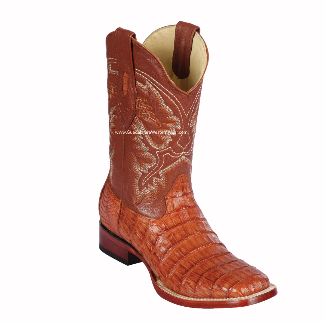 Guadalajara Western Wear Los Altos Cognac Pieced Vamp Caiman Belly Wide Square Toe Cowboy Boots 3 Guadalajara Western Wear Los Altos Cognac Pieced Vamp Caiman Belly Wide Square Toe Cowboy Boots