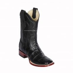 Guadalajara Western Wear Men Los Altos Black Aligator Hornback Wide Square Toe Cowboy Boots