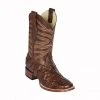 Guadalajara Western Wear Los Altos Glossy Brown Piraruccu Wide Square Toe Cowboy Boots Men