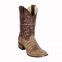 Guadalajara Western Wear Men Los Altos Sahara Stone Caiman Belly Wide Square Toe Cowboy Boots