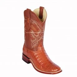 Guadalajara Western Wear Los Altos Cognac Caiman Belly Wide Square Toe Cowboy Boots Men