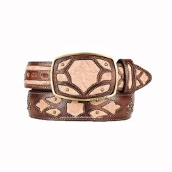 Guadalajara Western Wear King Exotic Faded Oryx Elephant Modern Western Leather Belt