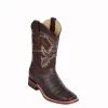 Guadalajara Western Wear Men Los Altos Brown Caiman Belly Wide Square Toe Cowboy Boots