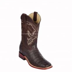 Guadalajara Western Wear Men Los Altos Brown Caiman Belly Wide Square Toe Cowboy Boots