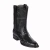 Guadalajara Western Wear Men Los Altos Black Ostrich Roper Cowboy Boots