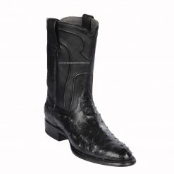 Guadalajara Western Wear Men Los Altos Black Ostrich Roper Cowboy Boots