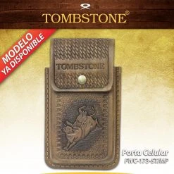 Guadalajara Western Wear Accessories Tombstone Leather Tooled Bull Riding Cell Phone Case