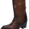 Guadalajara Western Wear White Diamond Brown Round Toe Short Women Boot