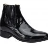 Guadalajara Western Wear White Diamond Piel Charol Botin Charro - Black Men