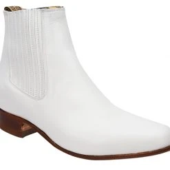 Guadalajara Western Wear White Diamond Piel Napa Botin Charro - Blanco