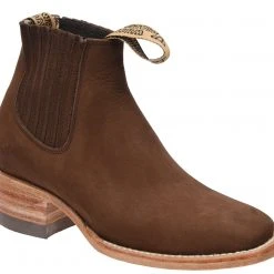 Guadalajara Western Wear White Diamond Piel Nobuck Botin Rodeo Charro Square Toe - Brown