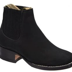 Guadalajara Western Wear Men White Diamond Piel Nobuck Botin Rodeo Charro Square Toe - Black