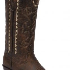 Guadalajara Western Wear White Diamond Brown Snip Toe Women Boot