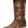 Guadalajara Western Wear White Diamond Brown Square Toe Women Boot