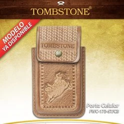 Guadalajara Western Wear Tombstone Leather Tooled Bull Riding Cell Phone Case