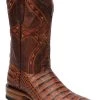 Guadalajara Western Wear White Diamond Caiman Belly Print Square Toe Men's Boots - Cognac