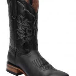 Guadalajara Western Wear White Diamond Napa Square Toe Men's Boots - Black
