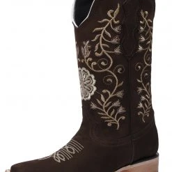 Guadalajara Western Wear White Diamond Brown/Cream Floral Square Toe Women Boot