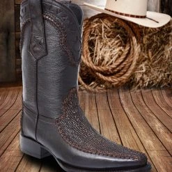 Guadalajara Western Wear White Diamond Tiburon Versace Toe Men's Boots - Cafe