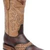 Guadalajara Western Wear White Diamond Bull Shoulder Square Toe Men's Boots - Brown / Orix