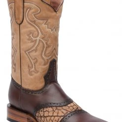 Guadalajara Western Wear White Diamond Bull Shoulder Square Toe Men's Boots - Brown / Orix