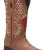 Guadalajara Western Wear White Diamond Brown/Red Floral Snip Toe Women Boot