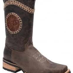 Guadalajara Western Wear White Diamond Tejida Square Toe Men's Boots - Brown