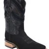 Guadalajara Western Wear White Diamond Tejida Square Toe Men's Boots - Black