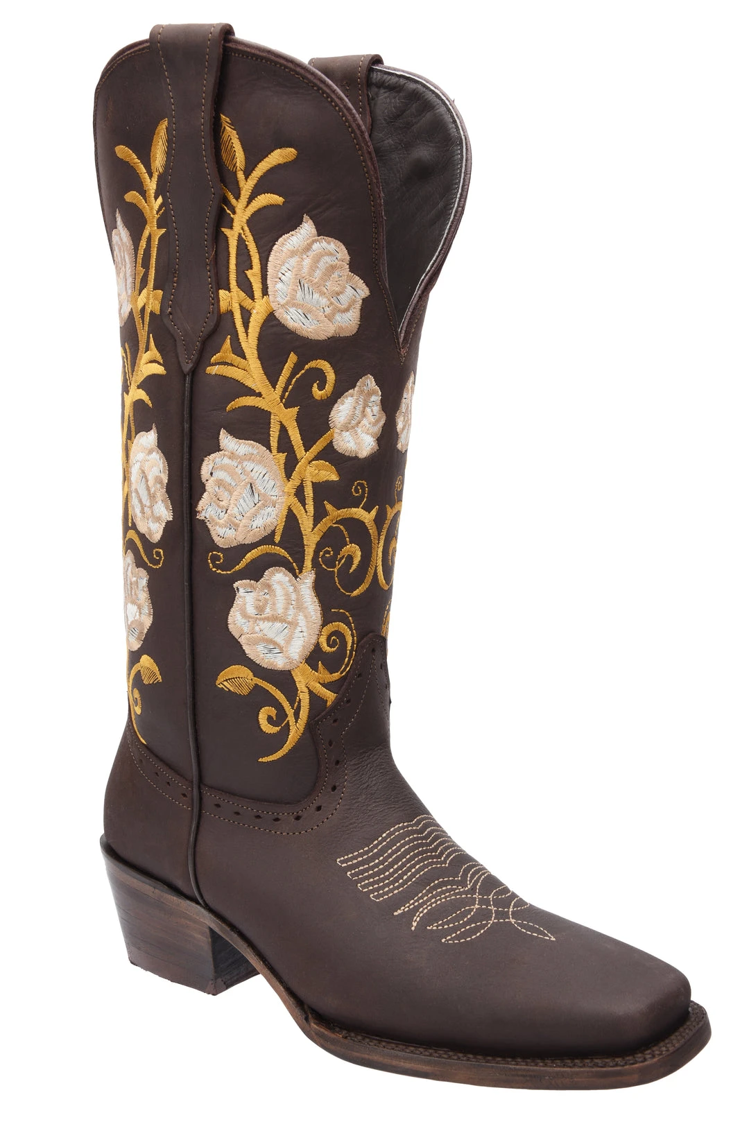 Guadalajara Western Wear White Diamond Brown Square Toe Women Boot 3 Guadalajara Western Wear White Diamond Brown Square Toe Women Boot