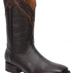 Guadalajara Western Wear White Diamond Deer Imitation Wide Square Toe Men's Boots - Brown