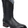 Guadalajara Western Wear White Diamond Deer Imitation Wide Square Toe Men's Boots - Black