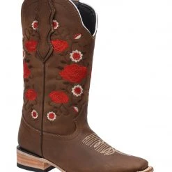 Guadalajara Western Wear White Diamond Suede Cafe Oscuro Square Toe Women Boot