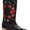 Guadalajara Western Wear White Diamond Suede Black Square Toe Women Boot