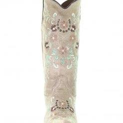 Guadalajara Western Wear Circle G By Corral Women's Sand & Flower Embroidery Snip Toe Boot