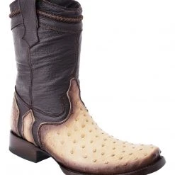 Guadalajara Western Wear White Diamond Men's Avestruz Bone Dubai Ankle Boot