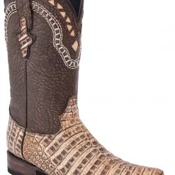 Guadalajara Western Wear White Diamond Caiman Belly Rustic Brown Men's 3x Toe Boots
