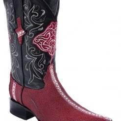 Guadalajara Western Wear White Diamond Wine / Black Stingray 3x Toe Men's Boot