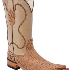 Guadalajara Western Wear White Diamond Bull Shoulder 3x Toe Men's Boots - Sand