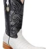 Guadalajara Western Wear White Diamond Caiman Belly Glaseado Men's 3x Toe Boots - Bone / Silver