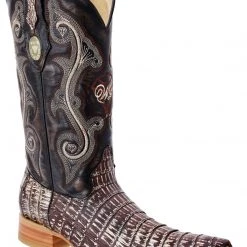 Guadalajara Western Wear White Diamond Caiman Belly Glaseado Men's 3x Toe Boots - Rustic Brown