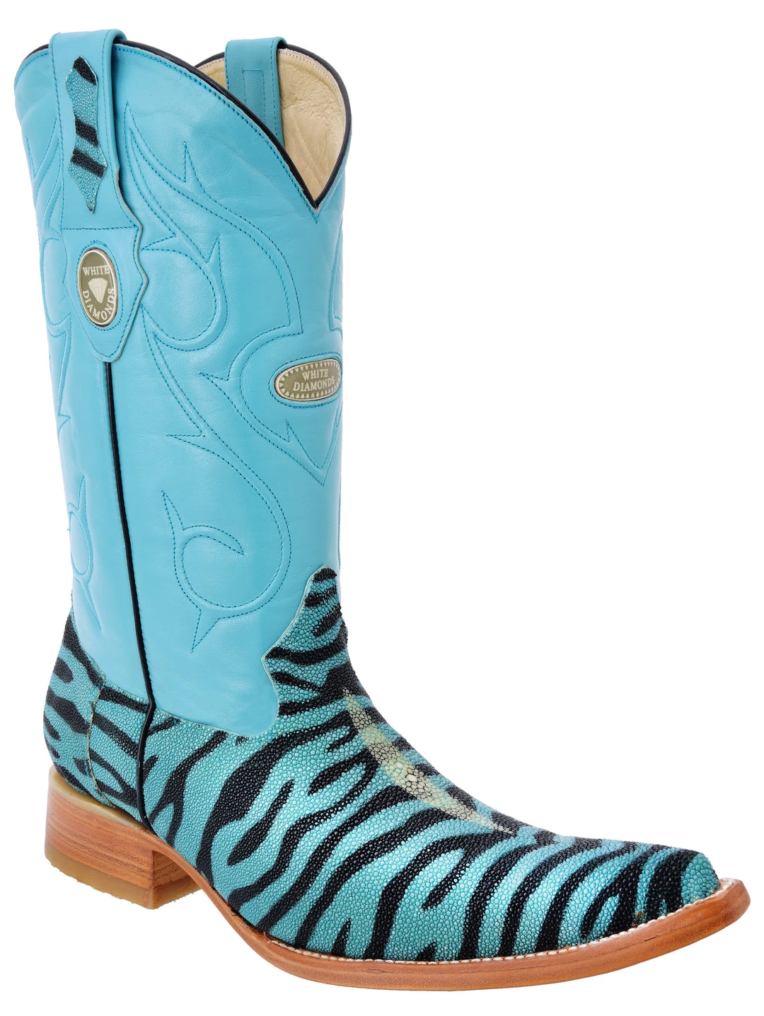 Guadalajara Western Wear White Diamond Stingray 3x Toe Men's Boot - Blue Zebra 3 Guadalajara Western Wear White Diamond Stingray 3x Toe Men's Boot - Blue Zebra