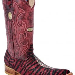 Guadalajara Western Wear White Diamond Stingray 3x Toe Men's Boot - Red Zebra